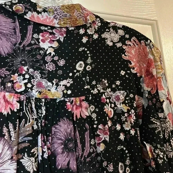 Anthropologie Maeve Autumn Floral Sparkle Dot Hi-Low Tunic - Picture 7 of 9